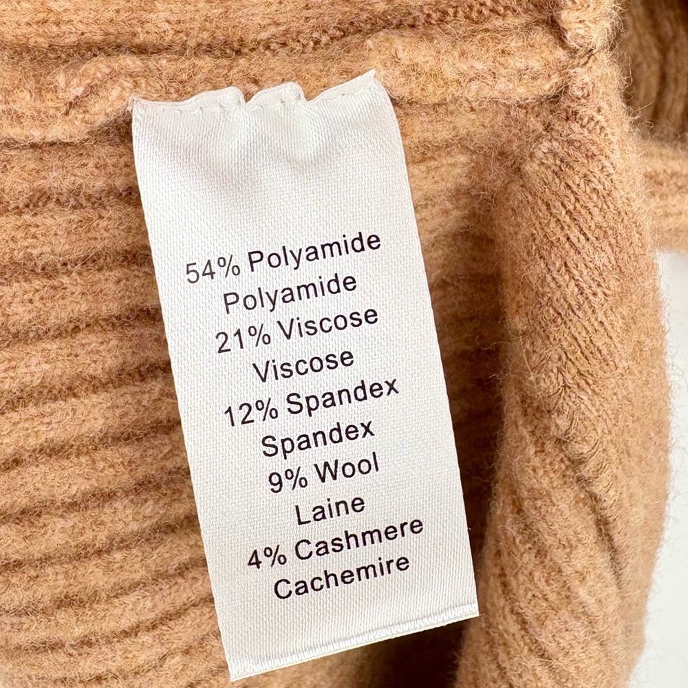 MARISSA WEBB ARIE RIBBED CASHMERE BLEND HENLEY MIDI SWEATER DRESS IN CAMEL - Picture 13 of 13